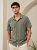Trendy Oversize Dark Green Plain Shirt for Men