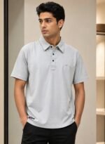 Stylish Lite Grey Plain Polo Half T-Shirt for Men