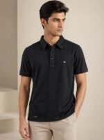 Trendy Black Plain Polo Half T-Shirt for Men