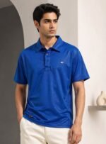 Trendy Dark Blue Plain Polo Half T-Shirt for Men