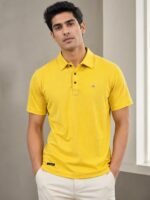 Trendy Yellow Plain Polo Half T-Shirt for Men