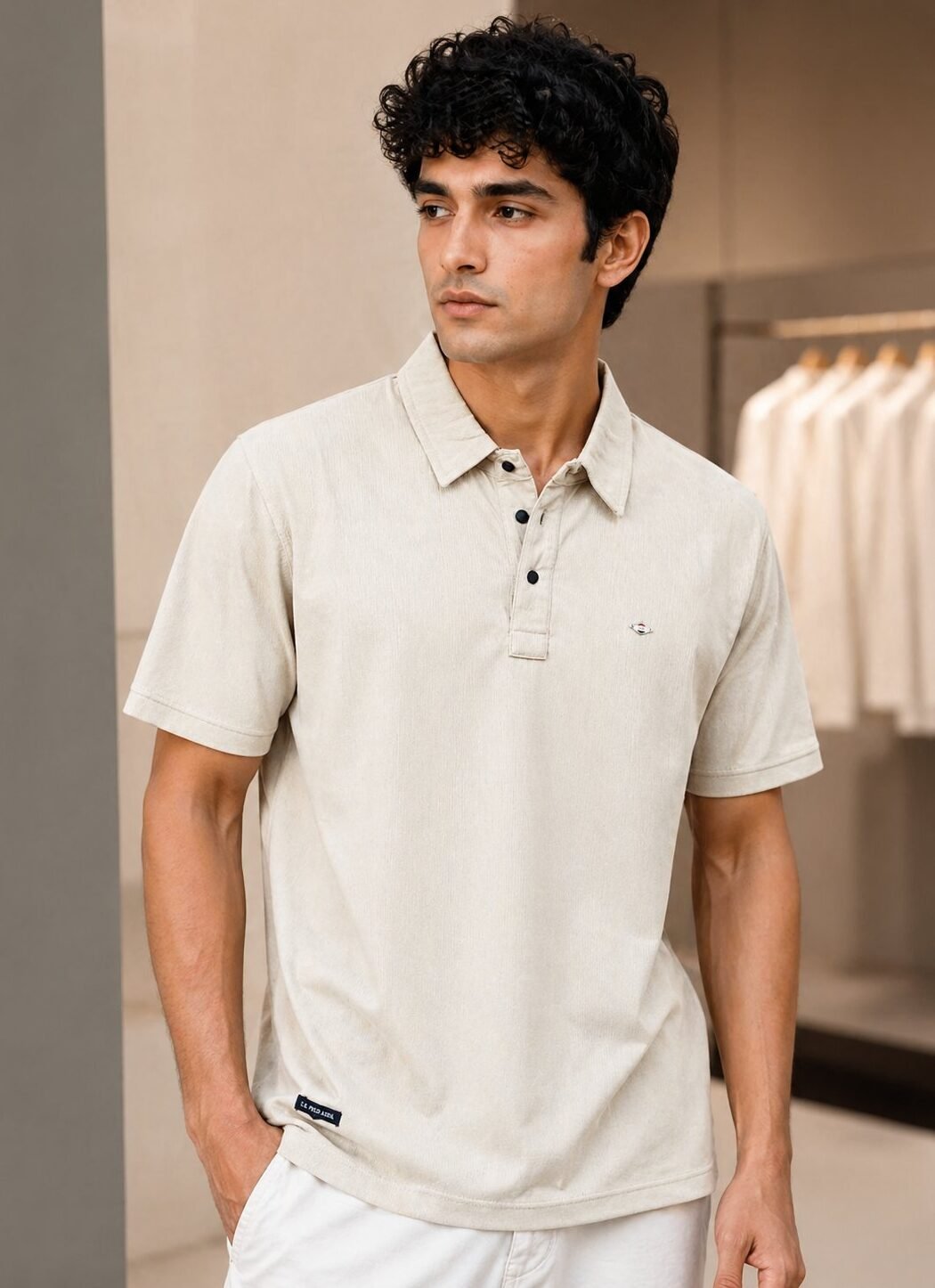 Stylish Cream Plain Polo Half T-Shirt for Men Stylish Cream Plain Polo Half T-Shirt for Men