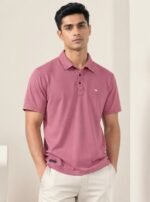 Stylish Pink Plain Polo Half T-Shirt for Men