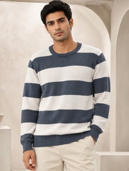 Classic Lite Grey Stripe T-Shirt Soft Cotton Comfort
