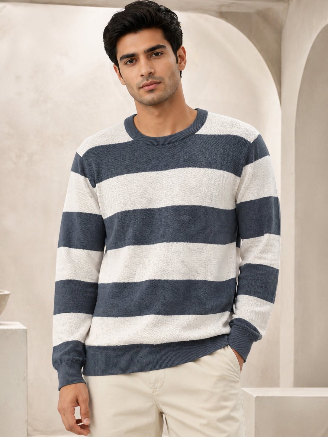 Classic Lite Grey Stripe T-Shirt Soft Cotton Comfort Classic Lite Grey Stripe T-Shirt Soft Cotton Comfort