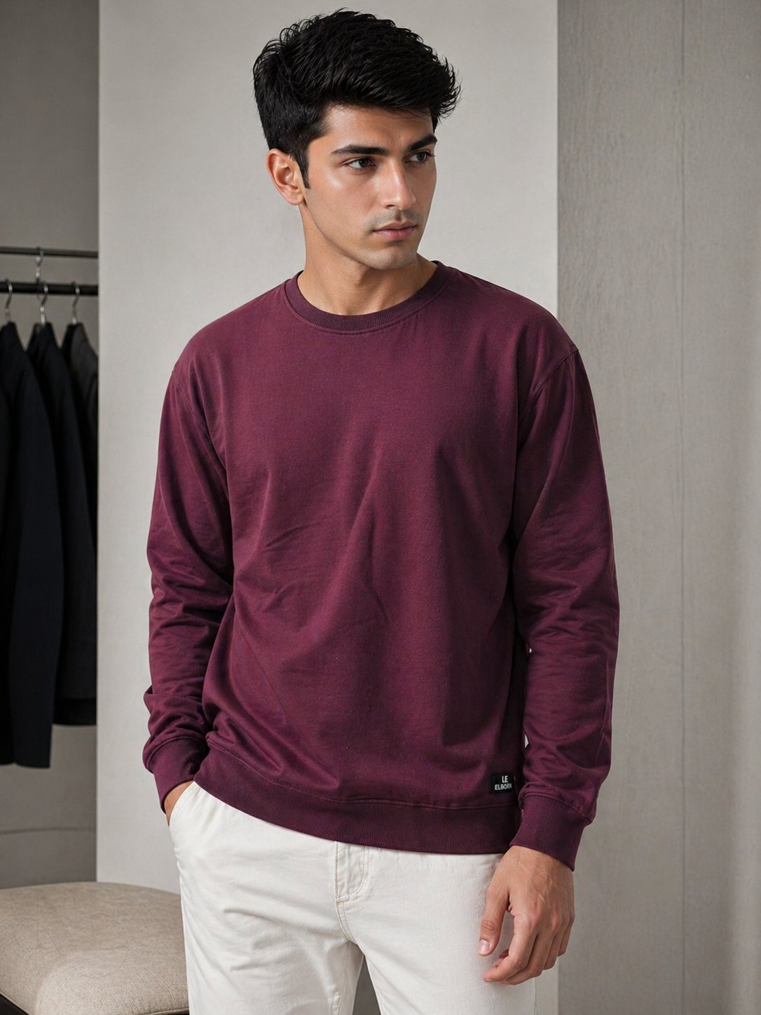 Trendy Purple Plain Full T-Shirt for Men Trendy Purple Plain Full T-Shirt for Men