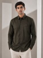 Best Trendy Linen Dark Green Full Shirt for Men
