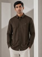 Best Trendy Linen Olive Green Full Shirt for Men