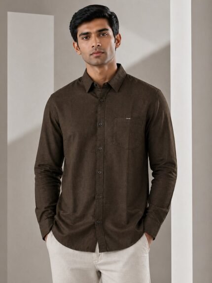 Best Trendy Linen Olive Green Full Shirt for Men