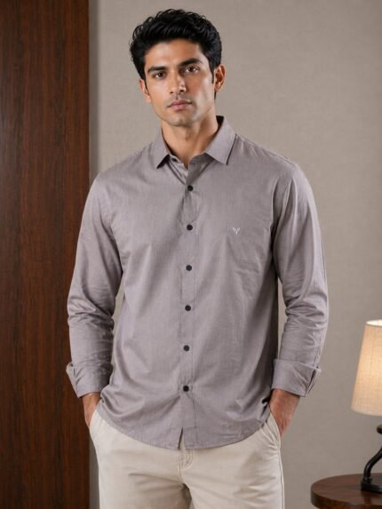 Trendy Lite Purple Plain Full Shirt for Men – Royal Pastel