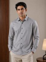 Trendy Lite Grey Plain Full Shirt for Men – Cool Comfort
