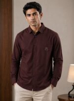 Maroon Plain Full Shirt Premium for Men – Ultimate Festive