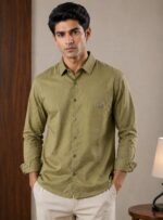 Olive Green Plain Full Shirt Premium – The Ultimate