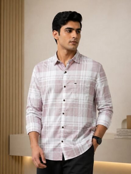 Stylish Checks Cream Full Shirt for Men – Premium Quality