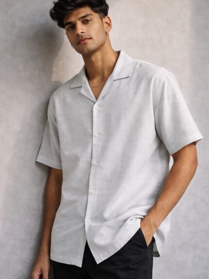 Trendy Ice Blue Plain Half Shirt for Men & Premium