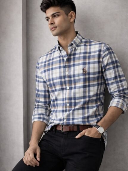 Trendy Checks Blue Full Shirt for Men