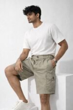 Stylish Olive Green Cotton Cargo Shorts for Men