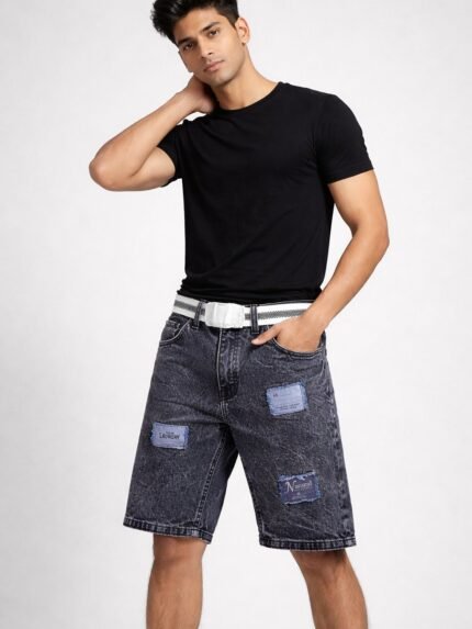 Stylish Dark Grey Denim Shorts for Men & Premium