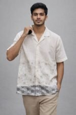 Trendy Printed White Half Shirt for Men & Classic