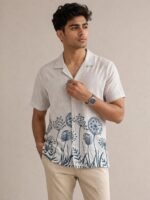 Stylish Printed White Half Shirt for Men & Classic