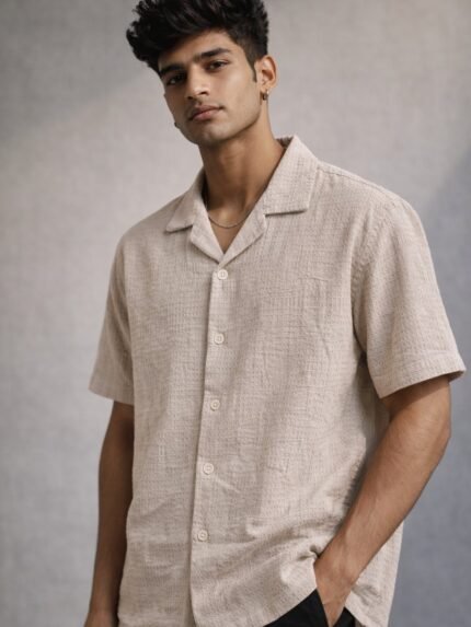 Best Premium Cream Plain Half Shirt for Men