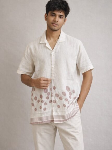 Classic White Printed Half Shirt for Men & Premium