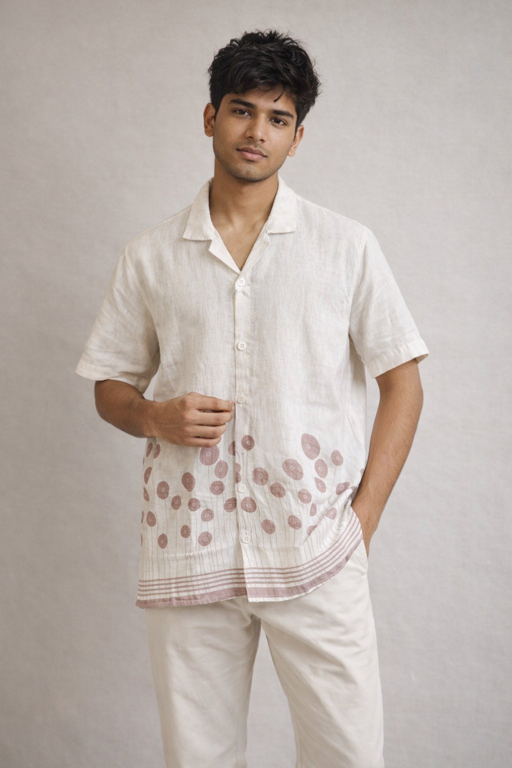 Classic White Printed Half Shirt for Men & Premium Classic White Printed Half Shirt for Men & Premium