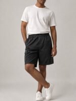 Stylish Black Cotton Cargo Shorts for Men & Premium