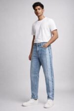 Stylish Ice Blue Baggy Jeans for Men & Premium
