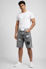 Light Grey Denim Classic Shorts for Men & Premium