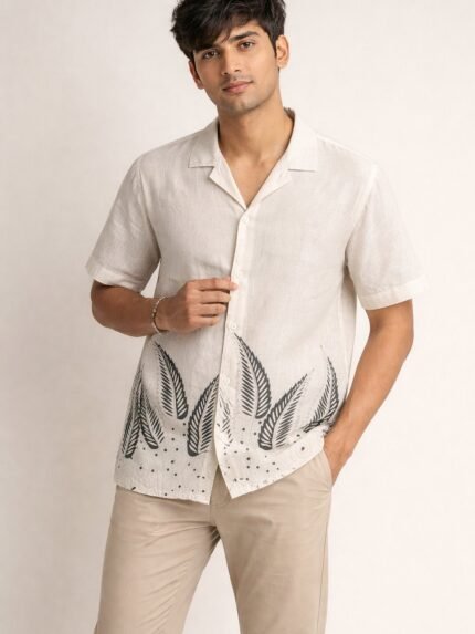 Printed White Half Shirt for Men & Premium