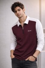Classic Wine Zip Full T-Shirt for Men & Premium