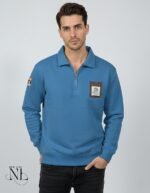 Royal Blue Plain Zip Full T-Shirt for Men & Vibrant