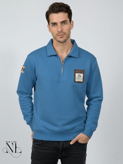 Royal Blue Plain Zip Full T-Shirt for Men & Vibrant