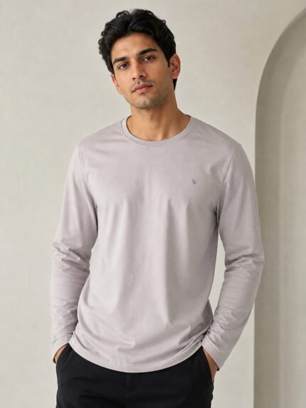 Compression Cream Plain Full T-Shirt for Men