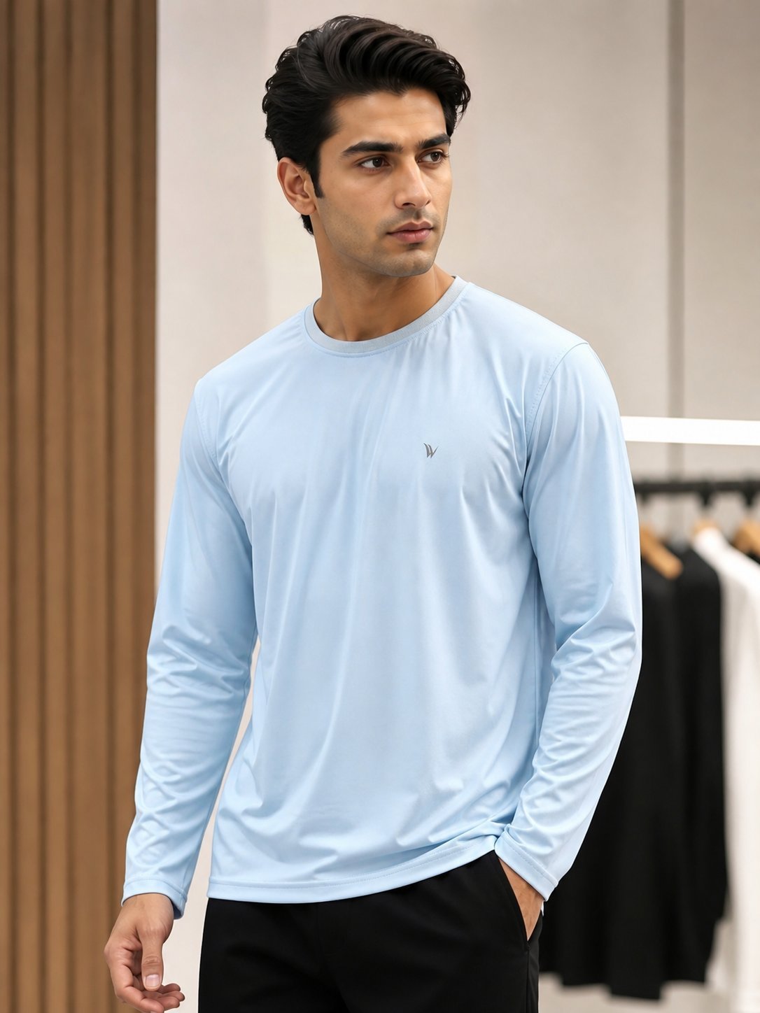 Compression Sky Blue Full Plain T-Shirt for Men Compression Sky Blue Full Plain T-Shirt for Men