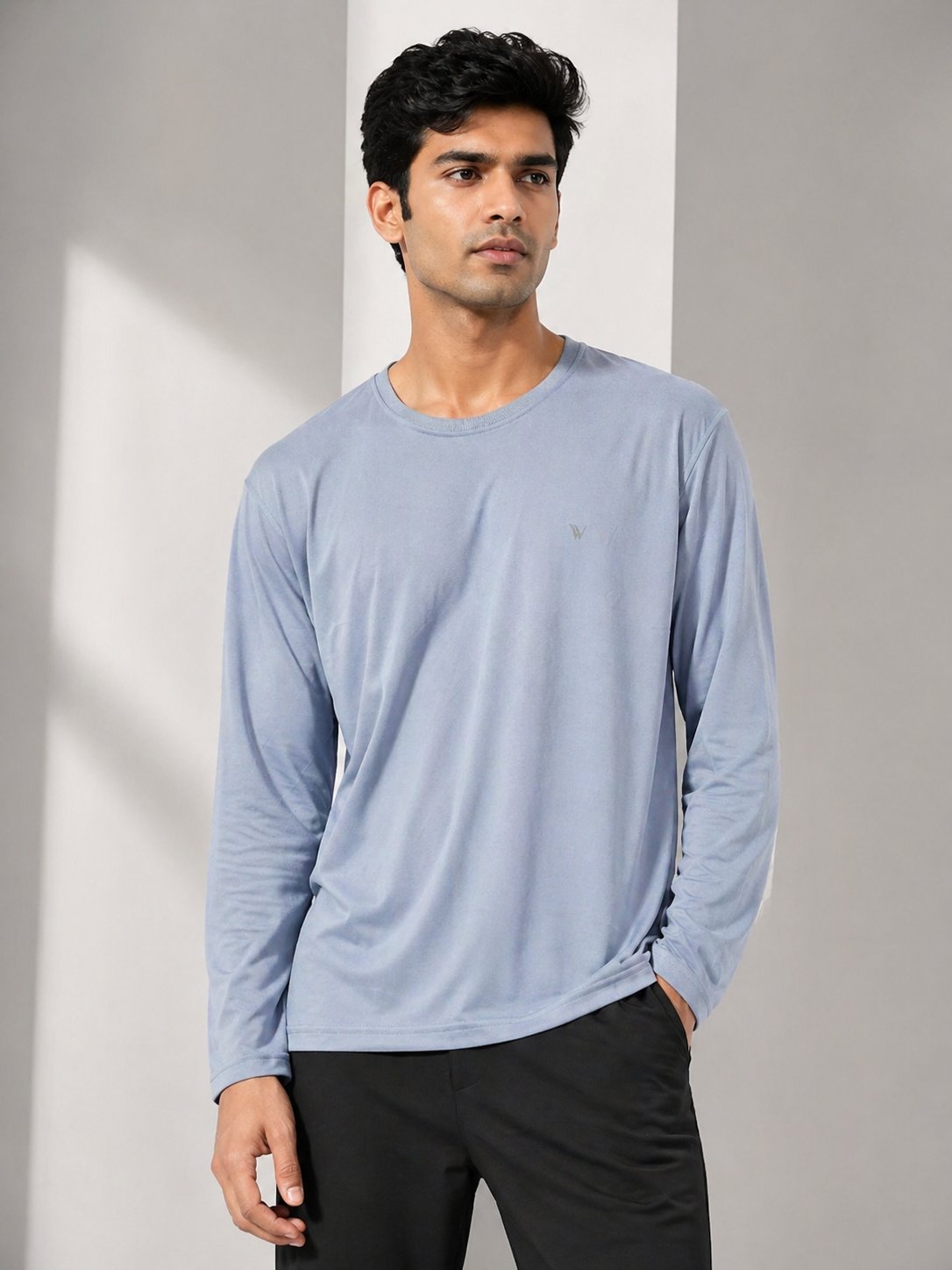 Compression Glaucous Blue Full Plain T-Shirt for Men Compression Glaucous Blue Full Plain T-Shirt for Men