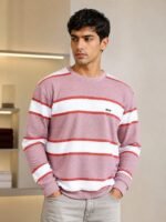 Trendy Pink Stripe Full T-Shirt for Men & Premium