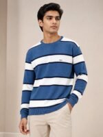 Trendy Dark Blue Stripe Full T-Shirt for Men & Premium