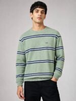 Classic Light Green Stripe Full T-Shirt for Men