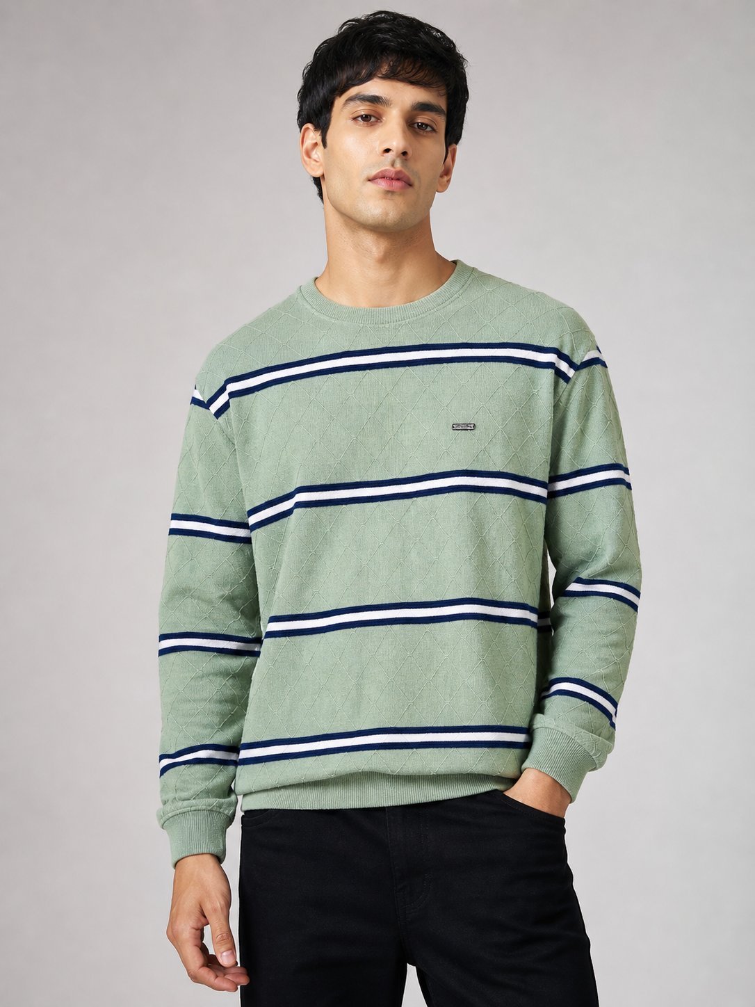 Classic Light Green Stripe Full T-Shirt for Men Classic Light Green Stripe Full T-Shirt for Men