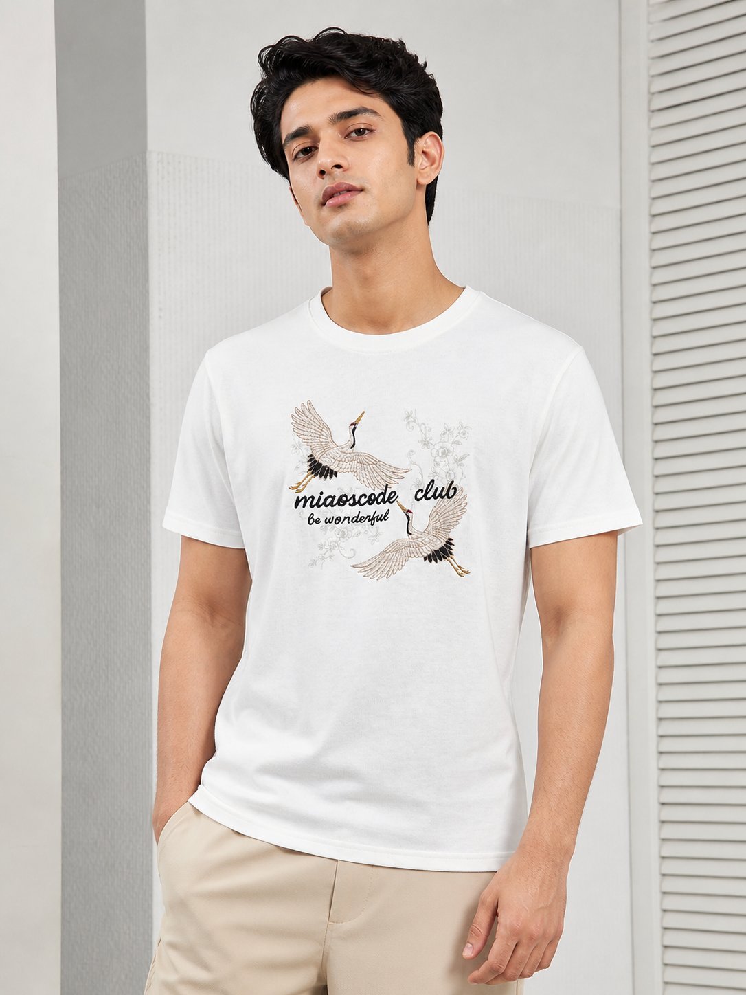 Trendy White Printed Half T-Shirt for Men & Premium Trendy White Printed Half T-Shirt for Men & Premium