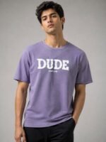 Trendy Purple Printed Half T-Shirt for Men Premium