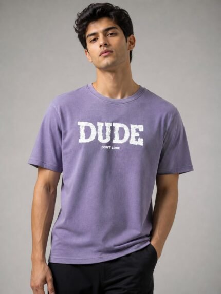Trendy Purple Printed Half T-Shirt for Men Premium