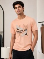 Trendy Orange Printed Half T-Shirt for Men