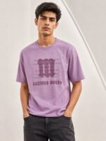 Trendy Dark Pink Printed Half T-Shirt for Men Premium