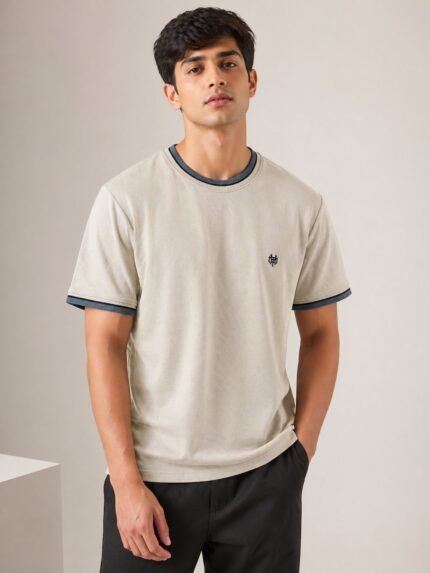 Plain Cream Half T-Shirt for Men & Premium Quality
