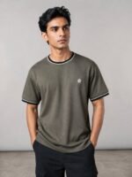 Plain Dark Green Half T-Shirt for Men Premium