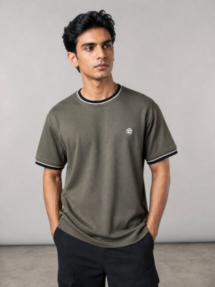 Plain Dark Green Half T-Shirt for Men Premium
