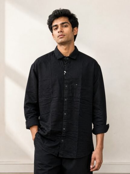Trendy Black Plain Full Shirt for Men – The Ultimate